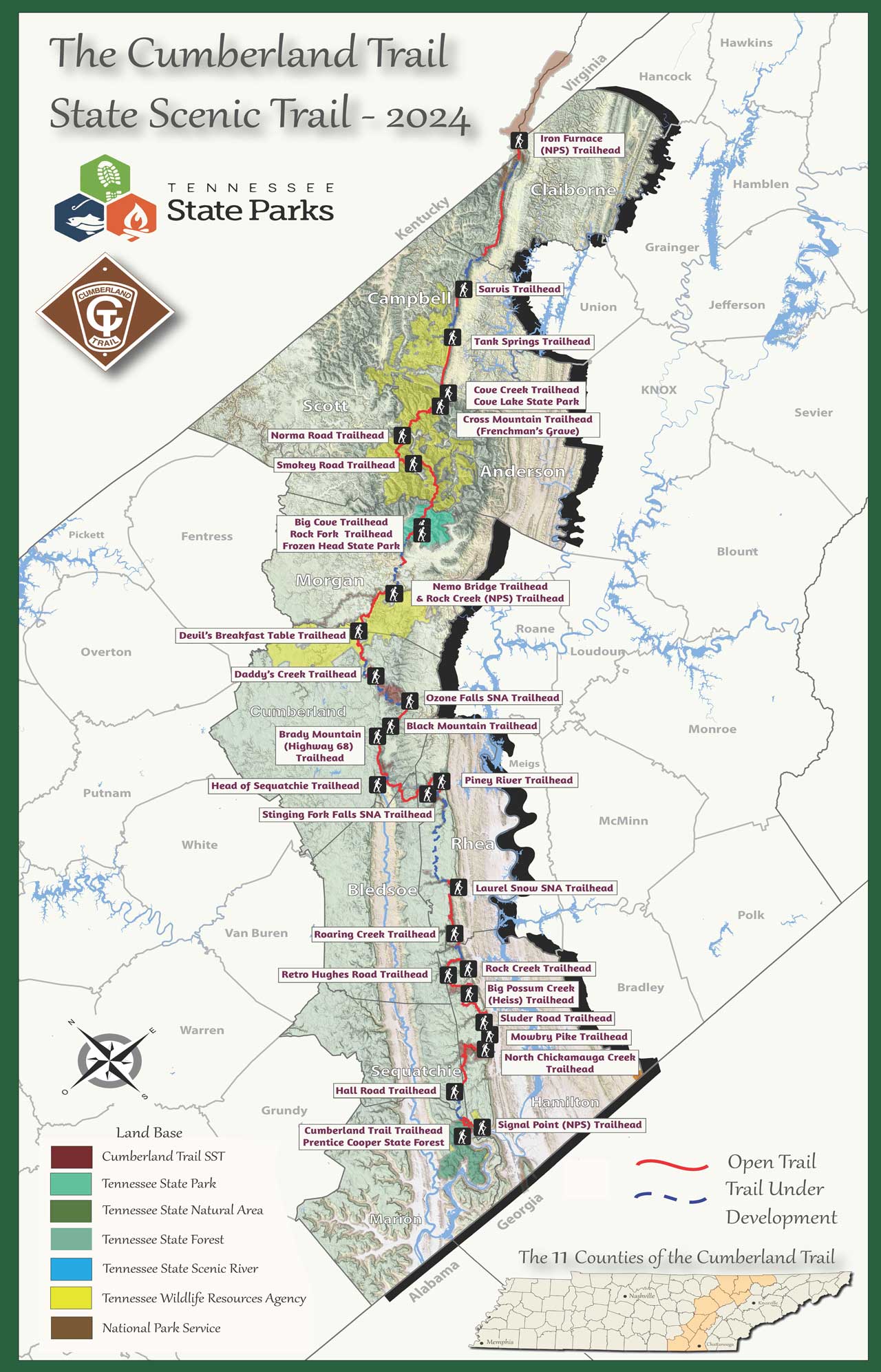 2023 Map of the Cumberland Trail